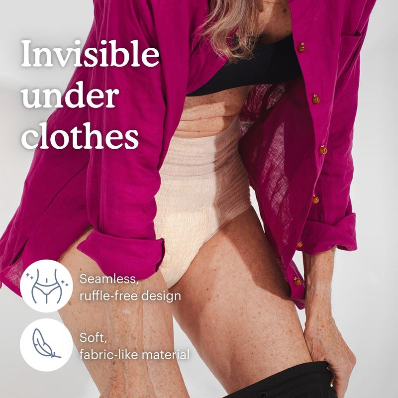 because Discreet Maximum Adult Incontinence & Postpartum Underwear for Women, High Absorbency, Disposable, Absorbs Up to 4 Cups, Beige, Small/Medium, 20 - Image 5